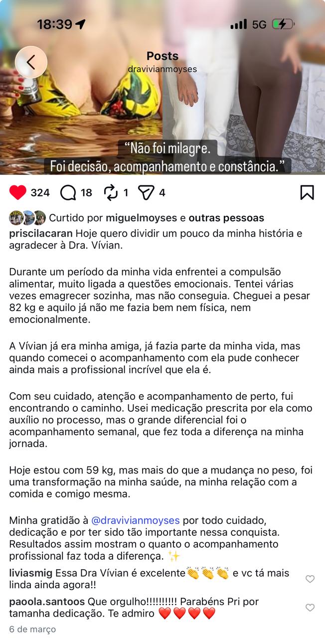 Depoimento de Priscila sobre cuidado e atenção médica